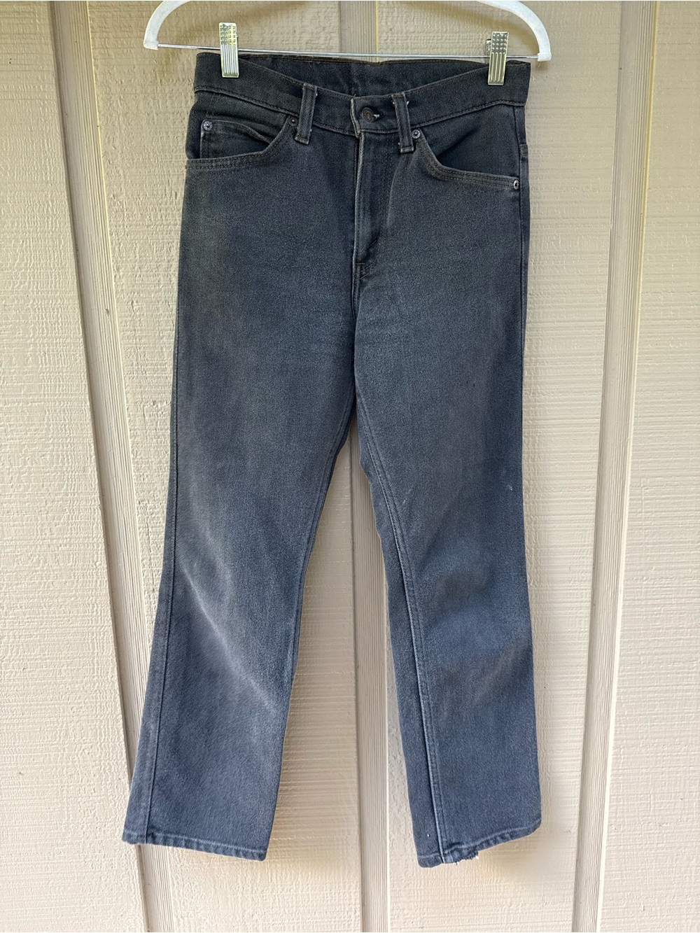 Vintage 80s Levi's Charcoal Black Straight Denim Stretch Jeans Black Gold Tab